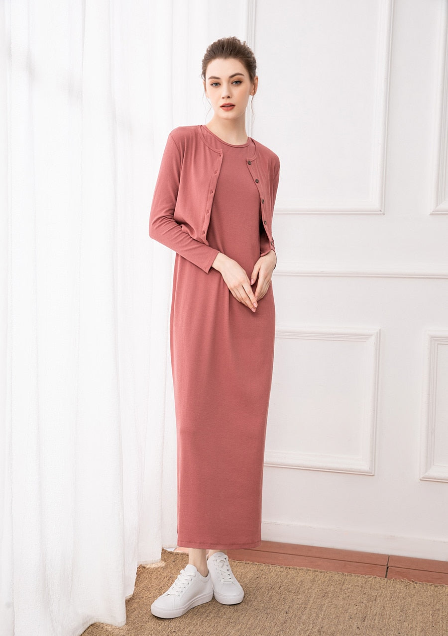 2023 Spring Summer Woman Cardigan And Long Dress Nature Fiber Brand