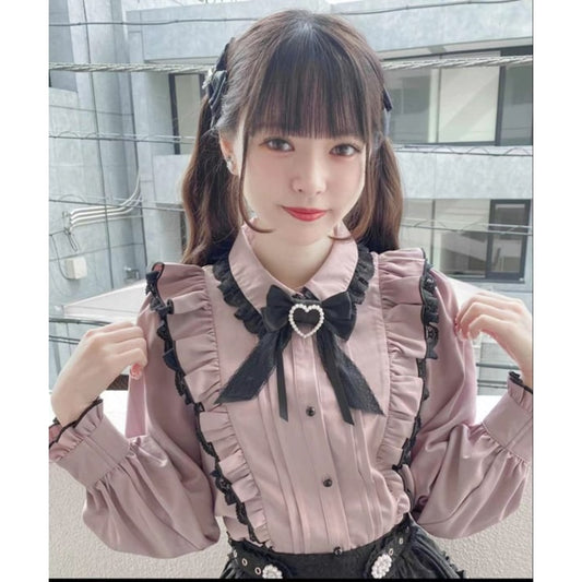 Kawaii Women Shirts Lolita Y2k Cute Japanese Style Blouse Elegant Long