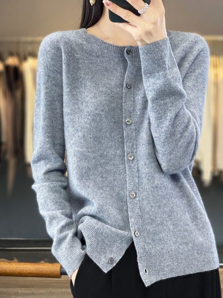 Long Sleeve Cashmere Women Knitted Sweaters 100% Pure Merino Wool