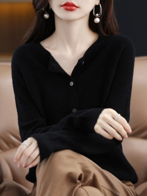 Long Sleeve Cashmere Women Knitted Sweaters 100% Pure Merino Wool