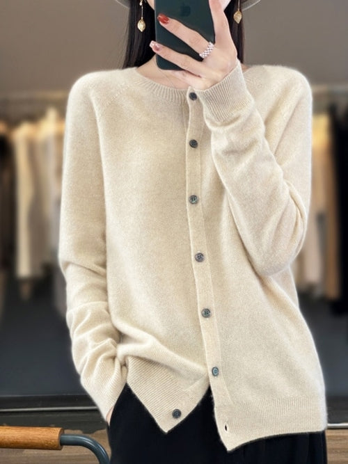 Long Sleeve Cashmere Women Knitted Sweaters 100% Pure Merino Wool