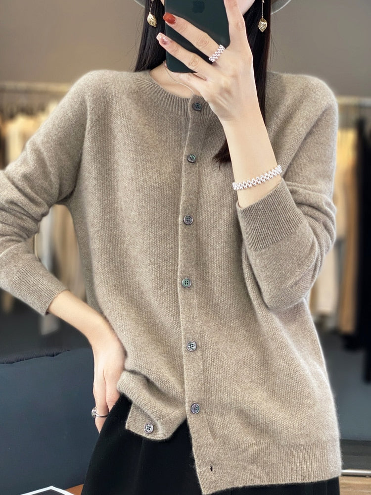 Long Sleeve Cashmere Women Knitted Sweaters 100% Pure Merino Wool