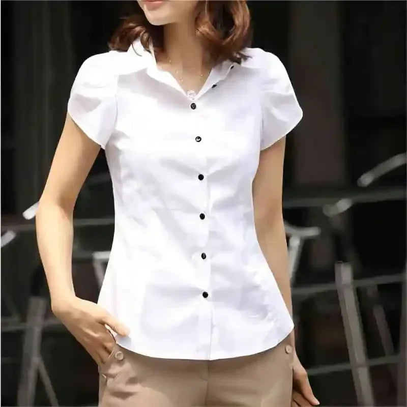 Women's Shirt 2024 Summer Women Top Female Black White Shirts Office