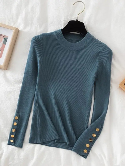 2024 women thick sweater pullovers khaki casual autumn winter button