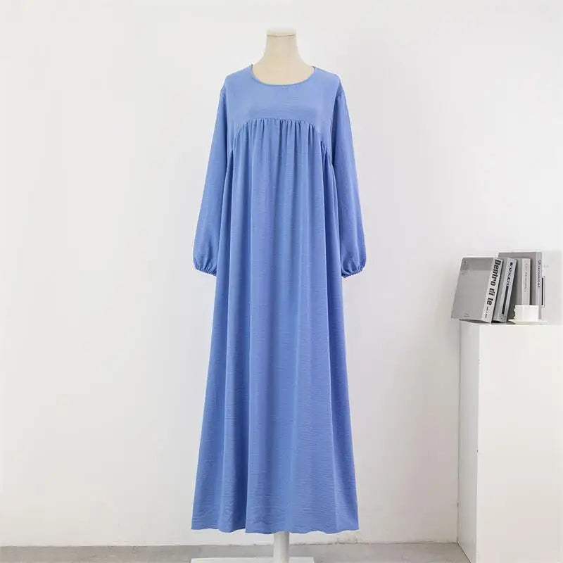 Spirng Autumn Full Sleeve Casual Plus Size Dress Women Loose Maxi