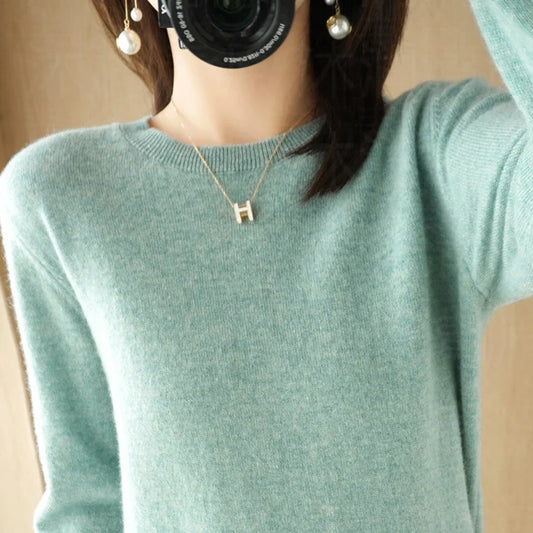 Autumn And Winter Cashmere Sweater Women's Crew Neck Pullover Casual