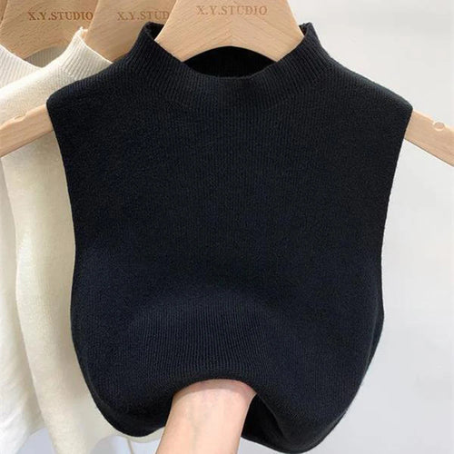 Women's Vest Tank Top Solid Color Knitted Tees T-Shirt Top Cropped Top