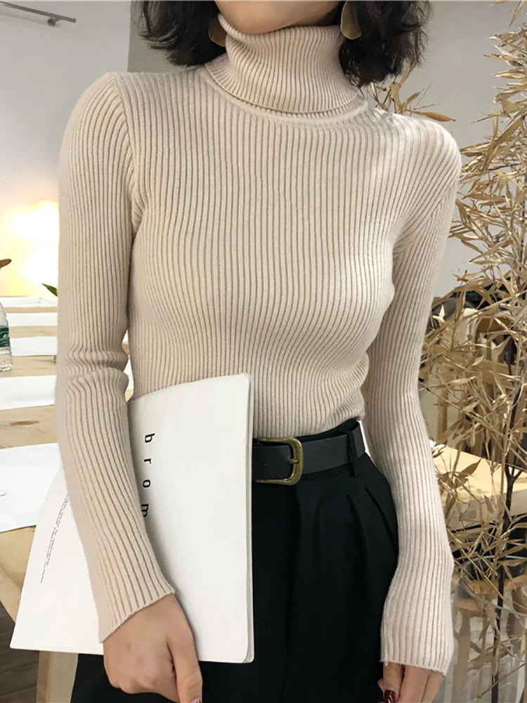 Turtleneck Sweater Womens 2024 Autumn Winter Tops Korean Slim Women