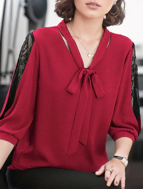 Women Spring Summer Style Blouses Shirts Lady Casual Half Sleeve Bow