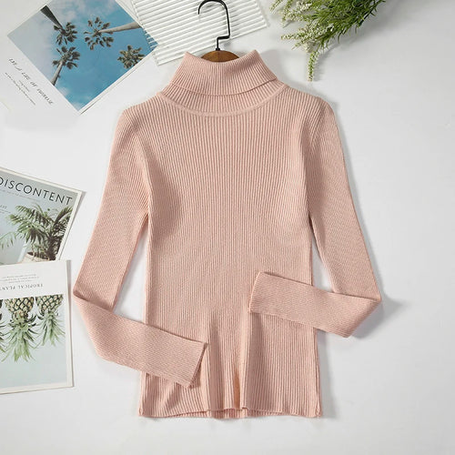 Women Turtleneck Sweater Knitted Soft Pullovers cashmere Jumpers Basic