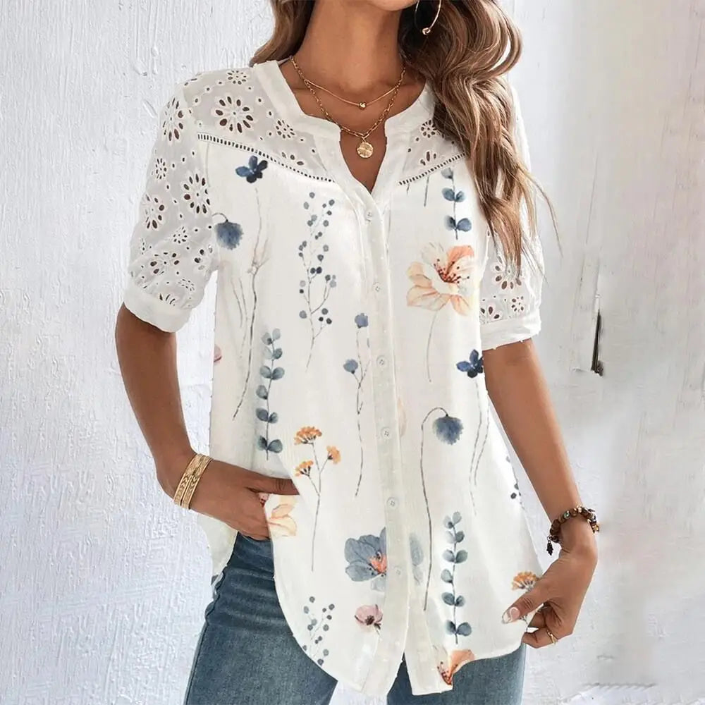 Temperament Casual Lace Woman Shirt Fashion Loose Shirt Woman Elegant