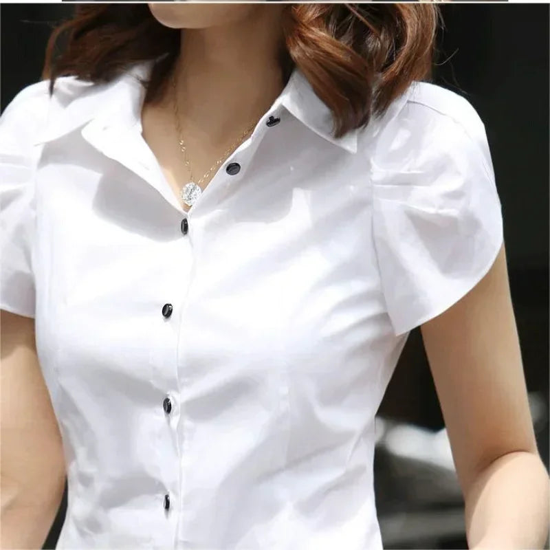 Women's Shirt 2024 Summer Women Top Female Black White Shirts Office