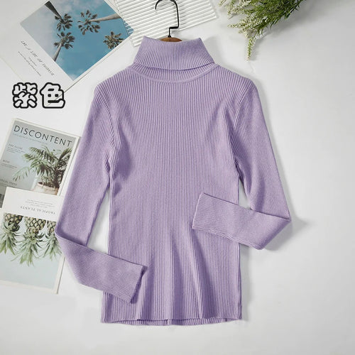 2024 Simple Women Turtleneck Sweater Winter Fashion Pullover Elastic