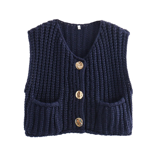 TRAF Spring Women's Knitted Vest Elegant Fashion Women Knit Vest