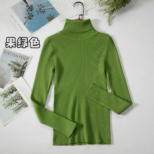 2024 Simple Women Turtleneck Sweater Winter Fashion Pullover Elastic