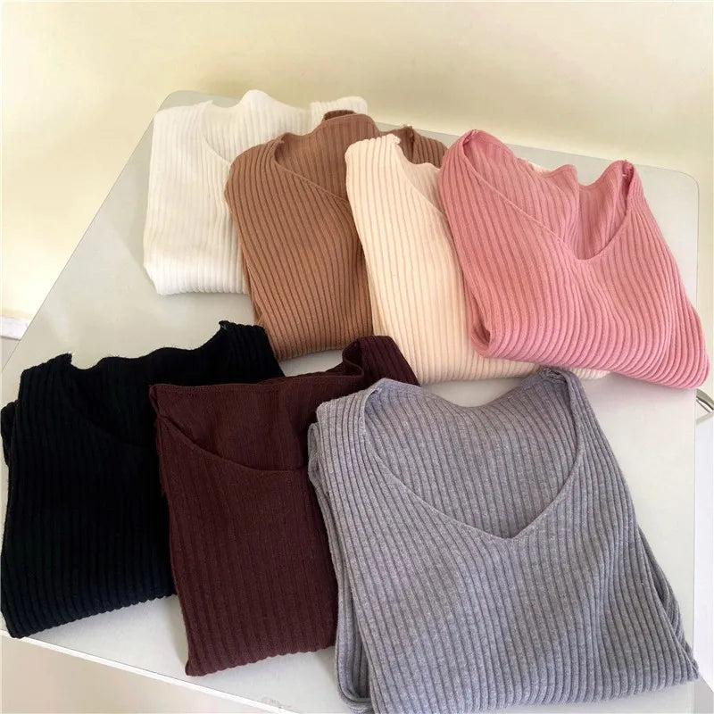 2024 Autumn Winter Women Sweaters Casual Long Sleeve Knitted Pullover