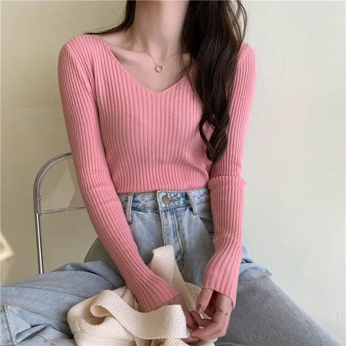 2024 Autumn Winter Women Sweaters Casual Long Sleeve Knitted Pullover