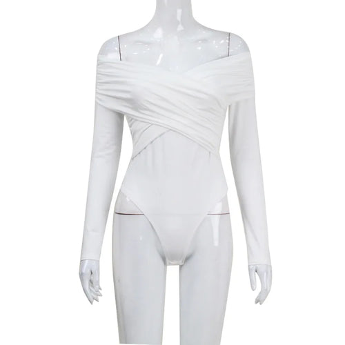 Tossy White See-Through Patchwork Jumpsuit For Women Pleated Slim Sexy