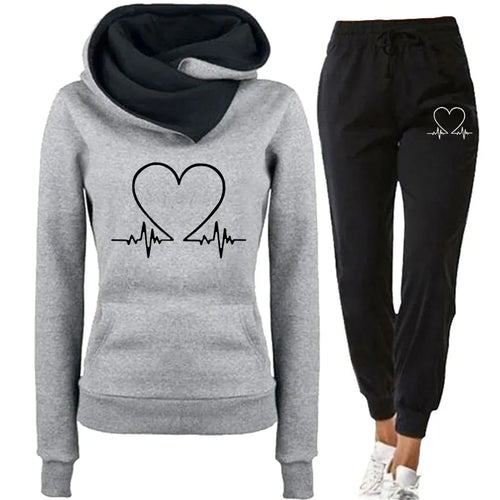 Woman Tracksuit Two Piece Set Winter Warm Hoodies+Pants Pullovers