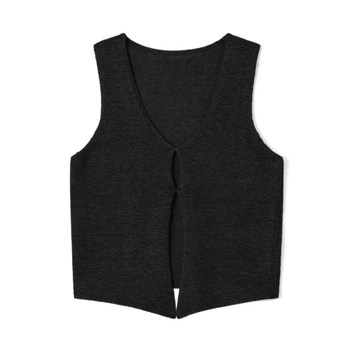 Women's Vintage Y2K Sweater Knitwear Vest Fitted Sleeveless Open Front