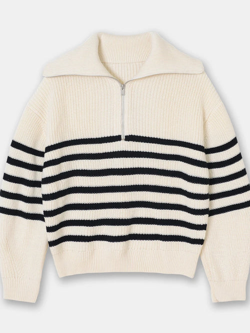 Women's Turtleneck Loose Lapel Striped Knitwear Women Pulovers New