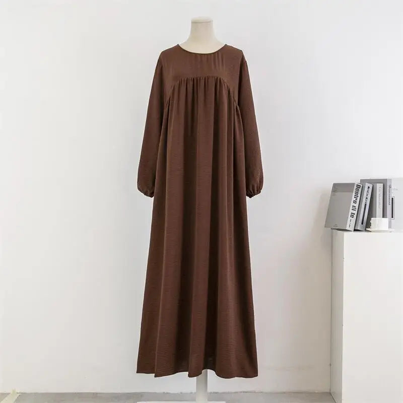 Spirng Autumn Full Sleeve Casual Plus Size Dress Women Loose Maxi