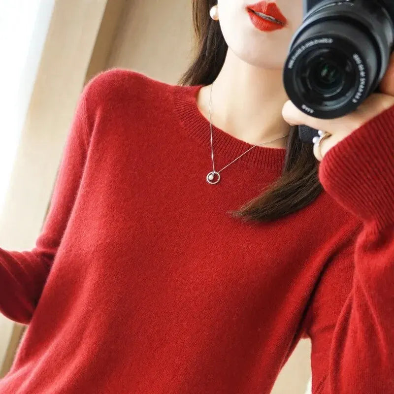 Women Sweater O-neck Autumn Winter BasicPullover Warm Casual Pulls