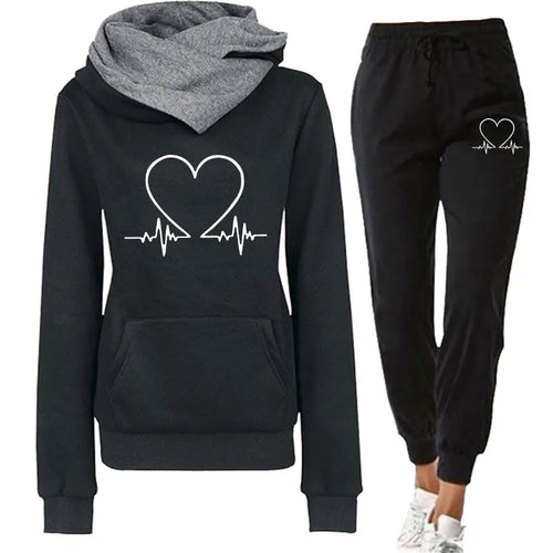 Woman Tracksuit Two Piece Set Winter Warm Hoodies+Pants Pullovers