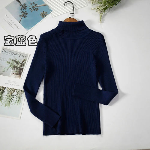 2024 Simple Women Turtleneck Sweater Winter Fashion Pullover Elastic