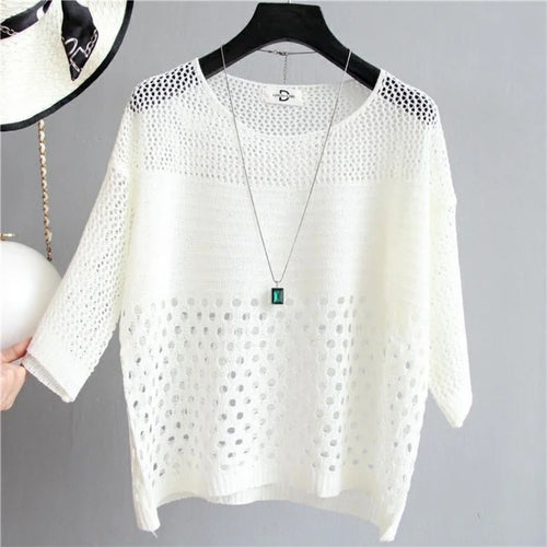 Spring and Summer New Ice Silk Knitted Vest Top Hollow Out Thin