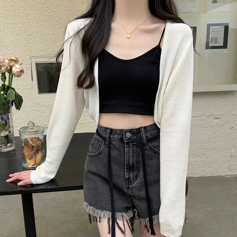 Summer Sunscreen Cardigan For Women Thin Knitted Knitwears Perspective