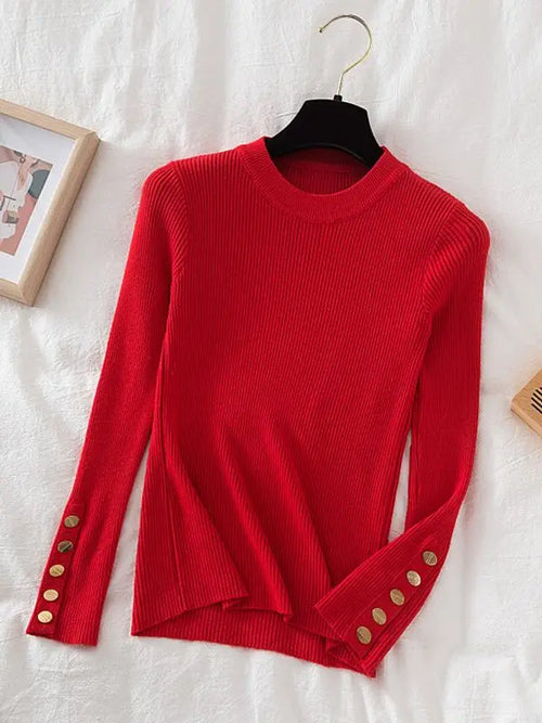 2024 women thick sweater pullovers khaki casual autumn winter button