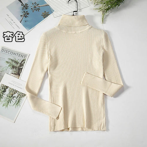 2024 Simple Women Turtleneck Sweater Winter Fashion Pullover Elastic