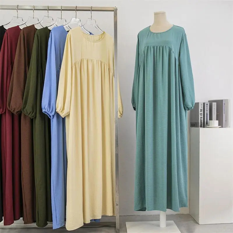 Spirng Autumn Full Sleeve Casual Plus Size Dress Women Loose Maxi