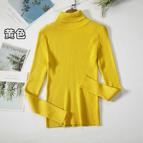 2024 Simple Women Turtleneck Sweater Winter Fashion Pullover Elastic