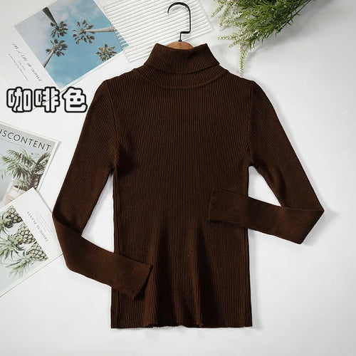 2024 Simple Women Turtleneck Sweater Winter Fashion Pullover Elastic