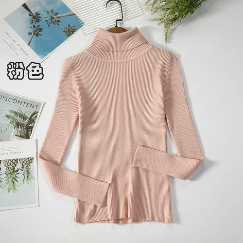 2024 Simple Women Turtleneck Sweater Winter Fashion Pullover Elastic