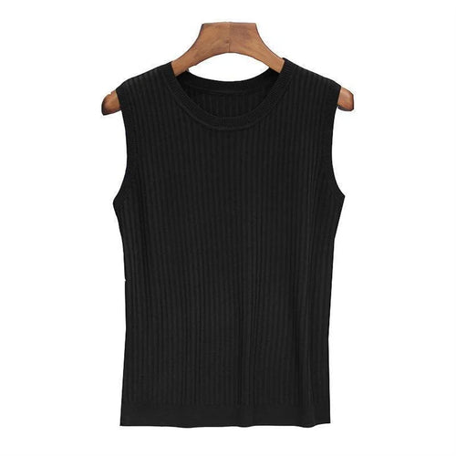 Summer Sleeveless Blouse Women O-neck Knitted Blouse Shirt Women