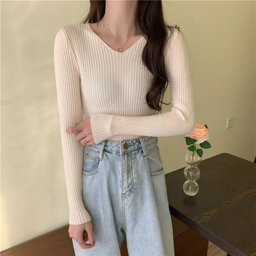 2024 Autumn Winter Women Sweaters Casual Long Sleeve Knitted Pullover