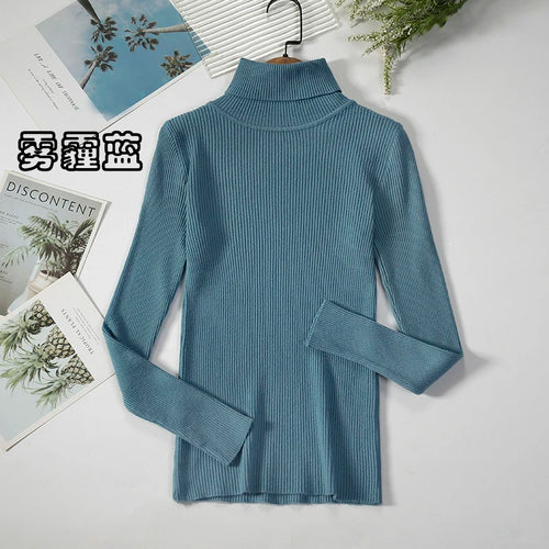 2024 Simple Women Turtleneck Sweater Winter Fashion Pullover Elastic