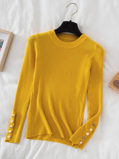 2024 women thick sweater pullovers khaki casual autumn winter button