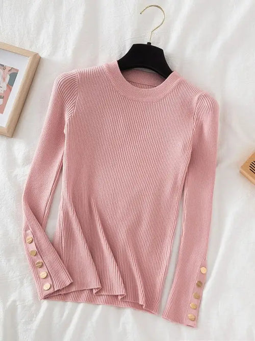 2024 women thick sweater pullovers khaki casual autumn winter button