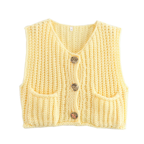 TRAF Spring Women's Knitted Vest Elegant Fashion Women Knit Vest