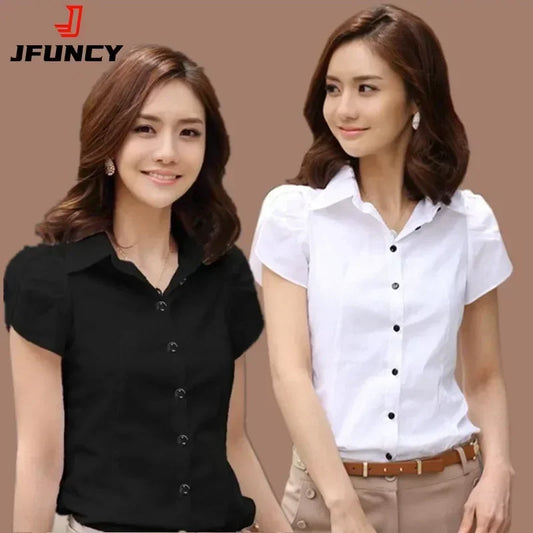 Women's Shirt 2024 Summer Women Top Female Black White Shirts Office