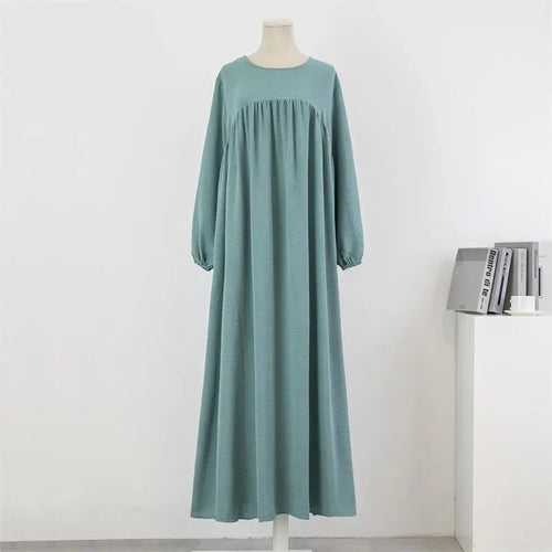 Spirng Autumn Full Sleeve Casual Plus Size Dress Women Loose Maxi