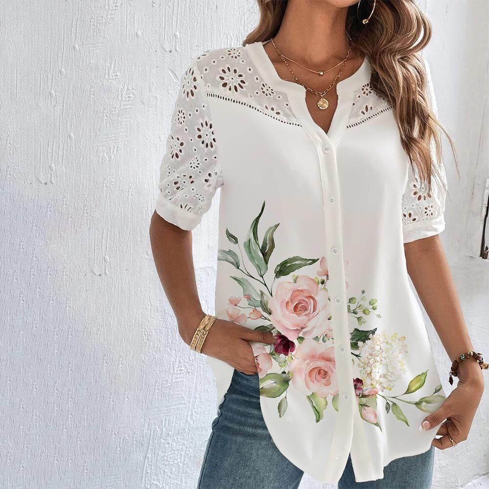 Temperament Casual Lace Woman Shirt Fashion Loose Shirt Woman Elegant