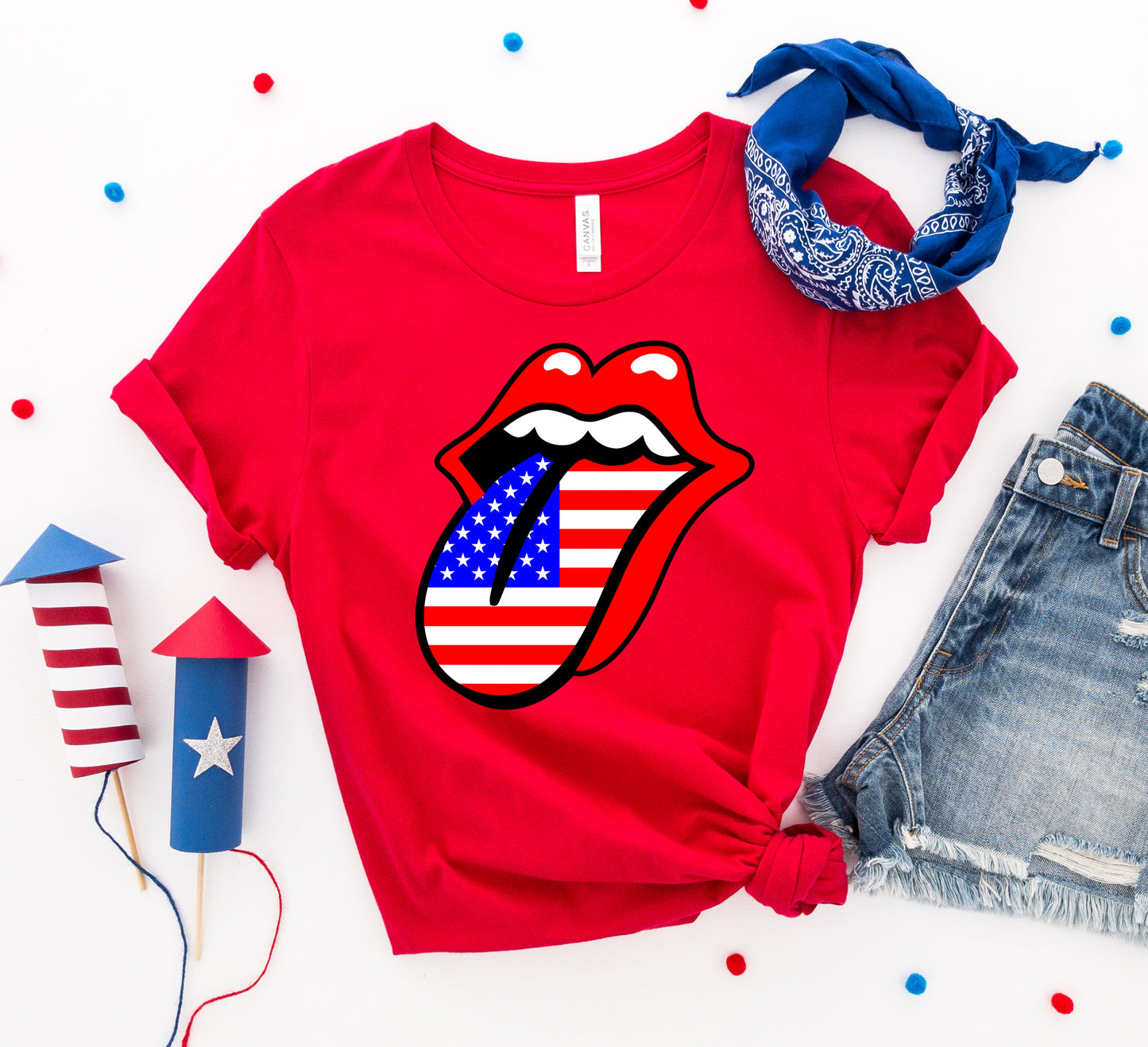 USA Lips 4th of July T-shirt