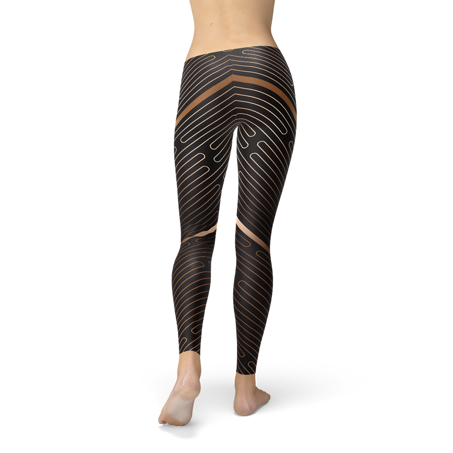 Womens Striped Lines Sports Brown Leggings