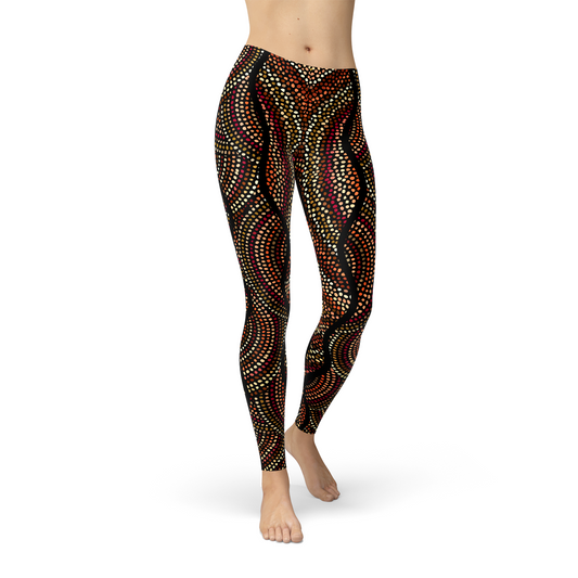 Womens Polka Dots Aboriginal Artwork Leggings (V2)