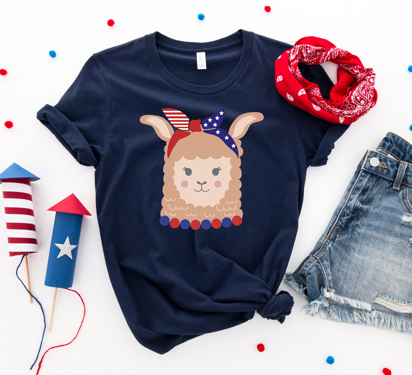 Patriotic Llama Girl T-shirt